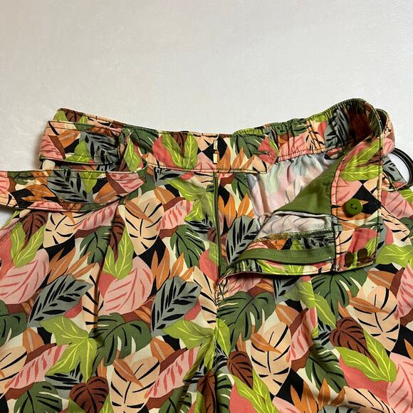 LOFT High Rise Palm Leaf Print Pleated Shorts w/ Belt Size X-Small Colorful - Picture 5 of 11